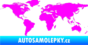 Samolepka World mapa světa Fluorescentní růžová