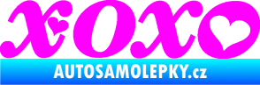 Samolepka XOXO nápis se srdíčkem Fluorescentní růžová