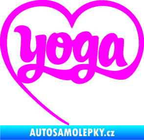 Samolepka Yoga nápis v srdíčku Fluorescentní růžová