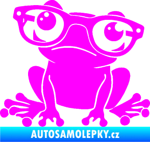 Samolepka Žába 011 levá kouká s brýlemi Fluorescentní růžová
