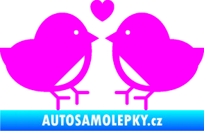 Samolepka Zamilovaní ptáčci 001 se srdíčkem Fluorescentní růžová