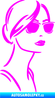 Samolepka Žena tvář 003 pravá s brýlemi Fluorescentní růžová