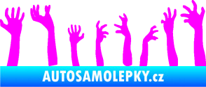 Samolepka Zombie 002 pravá mrtví vylézají z hrobu Fluorescentní růžová