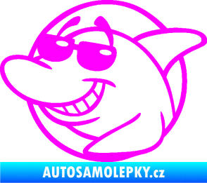 Samolepka Žralok 018 levá cool s brýlemi Fluorescentní růžová