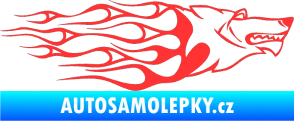 Samolepka Animal flames 017 pravá vlk světle červená