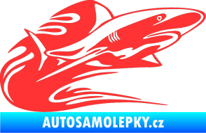 Samolepka Animal flames 037 pravá žralok světle červená