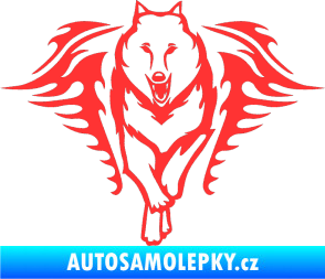 Samolepka Animal flames 039 levá  vlk světle červená