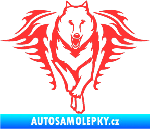 Samolepka Animal flames 039 pravá  vlk světle červená