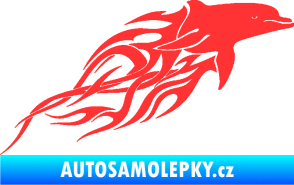 Samolepka Animal flames 102 pravá delfín světle červená
