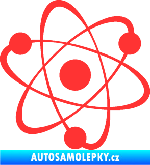 Samolepka Atom  světle červená