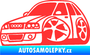 Samolepka Audi A4 karikatura levá světle červená