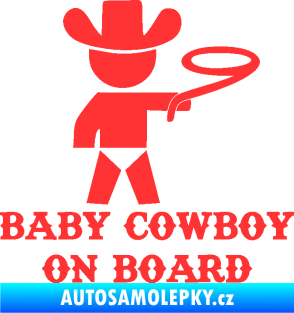 Samolepka Baby cowboy on board pravá světle červená