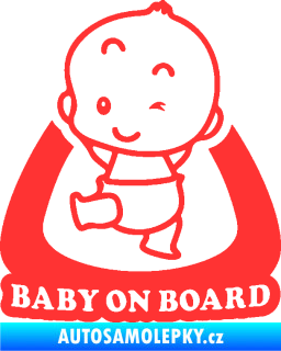 Samolepka Baby on board 011 levá s nápisem světle červená