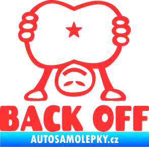 Samolepka Back off panáček světle červená