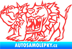 Samolepka Bad dogs levá zuřiví psi světle červená