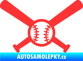 Samolepka Baseball míček a pálky světle červená