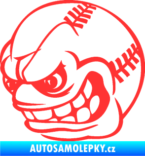Samolepka Baseballový míček 001 levá s obličejem světle červená