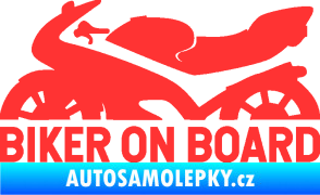 Samolepka Biker on board levá motorka světle červená