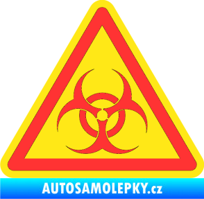 Samolepka Biohazard barevný trojúhelník světle červená