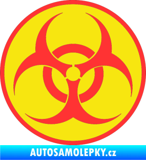 Samolepka Biohazard barevný  světle červená