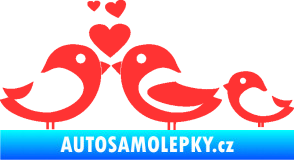 Samolepka Bird family 001 rodina v autě světle červená