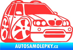 Samolepka BMW X5 karikatura pravá světle červená