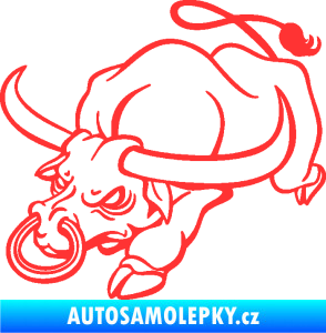 Samolepka Býk 014 levá rozzuřený světle červená