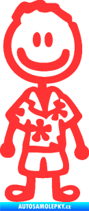 Samolepka Cartoon family kluk Hawaii světle červená