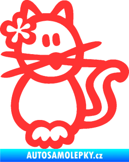 Samolepka Cartoon family kočička Hawaii světle červená