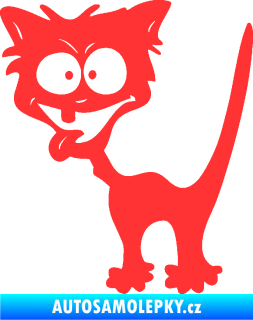 Samolepka Crazy cat levá bláznivá kočka světle červená