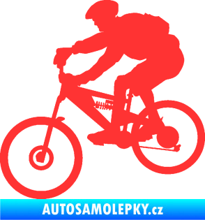 Samolepka Cyklista 009 levá horské kolo světle červená