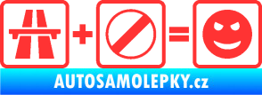 Samolepka Dálnice + konec omezení rychlosti = jízda světle červená
