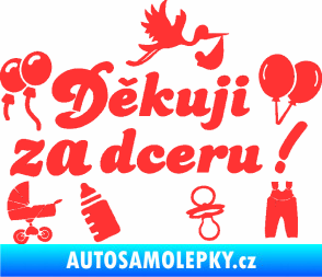 Samolepka Děkuji za dceru nápis dítě v autě světle červená