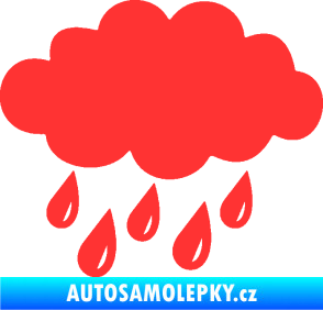 Samolepka Déšť 001 levá mrak a kapky světle červená