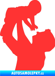 Samolepka Dítě v autě 026 levá miminko v náruči světle červená