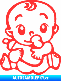 Samolepka Dítě v autě 069 levá mimčo s lahvičkou světle červená