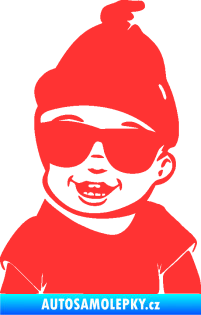 Samolepka Dítě v autě 081 levá chlapeček v brýlích světle červená