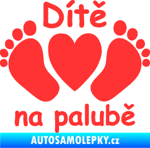 Samolepka Dítě v autě 089 nožičky s nápisem světle červená