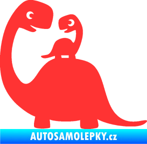 Samolepka Dítě v autě 105 levá dinosaurus světle červená