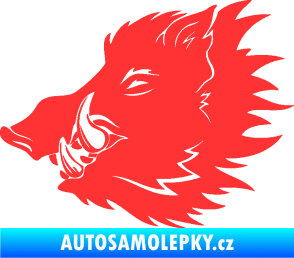 Samolepka Divoké prase 001 levá kanec hlava světle červená