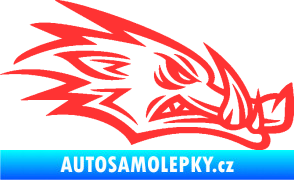 Samolepka Divoké prase 002 pravá kanec hlava světle červená