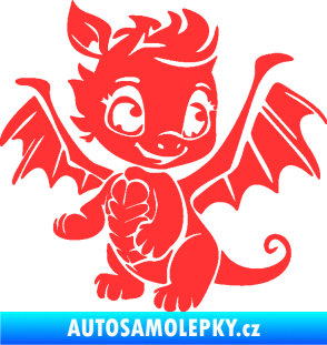 Samolepka Dragon 054 pravá roztomilý dráček světle červená