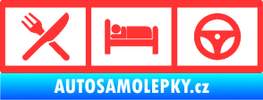 Samolepka Eat, sleep, drive 002 symboly jím, spím, řídím světle červená