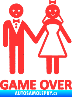 Samolepka Game over varianta svatba světle červená
