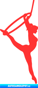 Samolepka Gymnastka 004 pravá cvičení s kruhem světle červená