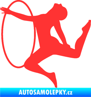 Samolepka Hula Hop 002 levá gymnastka s obručí světle červená