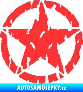 Samolepka Hvězda Army 010 potrhaná světle červená
