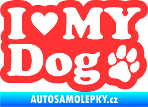 Samolepka I love my dog 002 světle červená