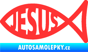 Samolepka Jesus rybička 003 křesťanský symbol světle červená