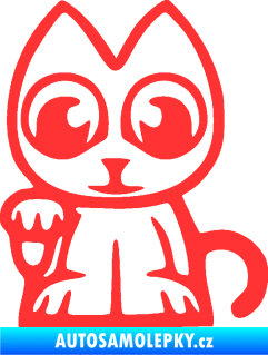 Samolepka Kočička lucky cat JDM levá světle červená